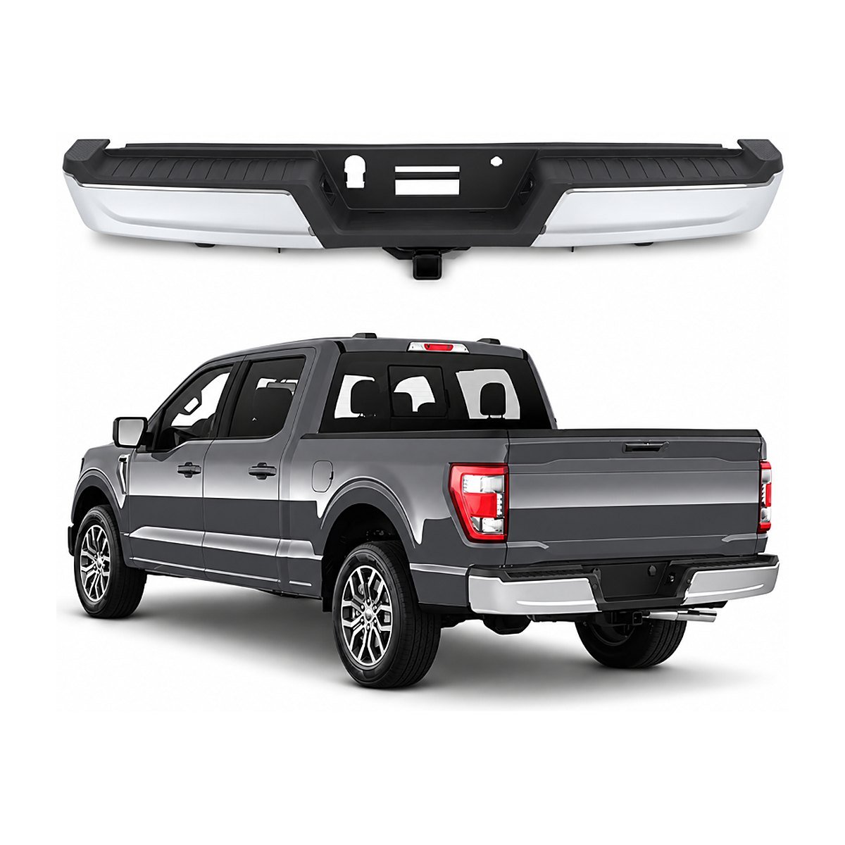 Bómper trasero cromado Ford F-150 Lobo 2021-2023