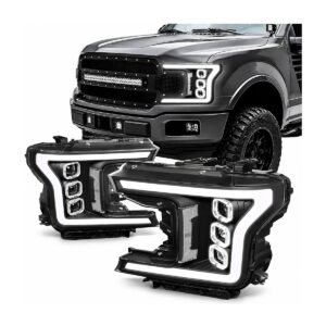Farolas LED 3 proyectores fondo negro Ford F-150 Lobo 2018-2020