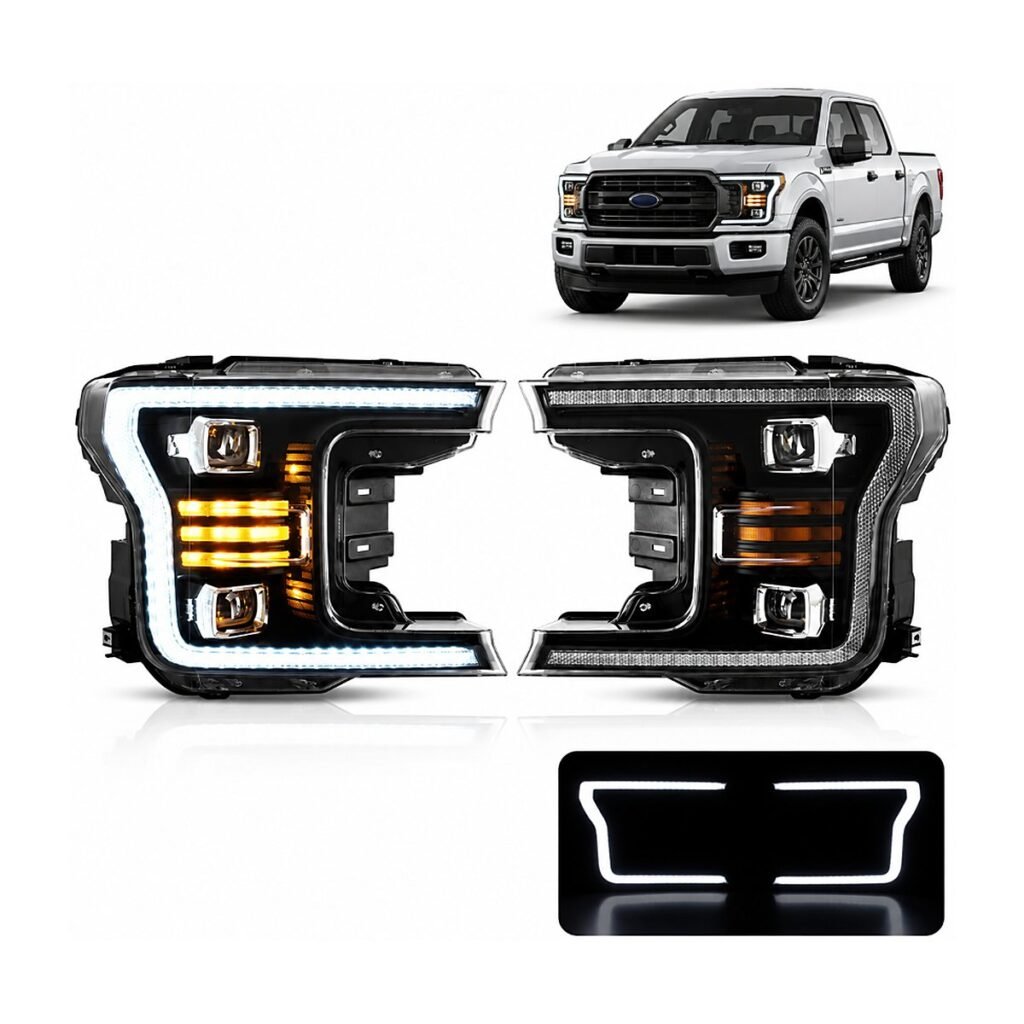 Farolas LED DRL blanco fondo negro Ford F-150 Lobo 2018-2020