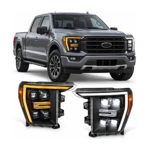 Farolas LED negras 4 módulos con DRL Ford F-150 Lobo 2021-2023